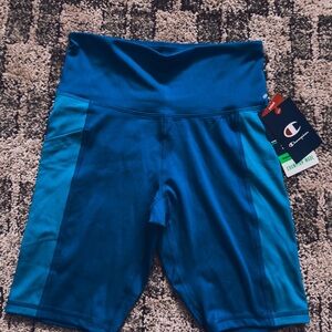 Champion Women's Teal & Blue High-Waist Bike Shorts